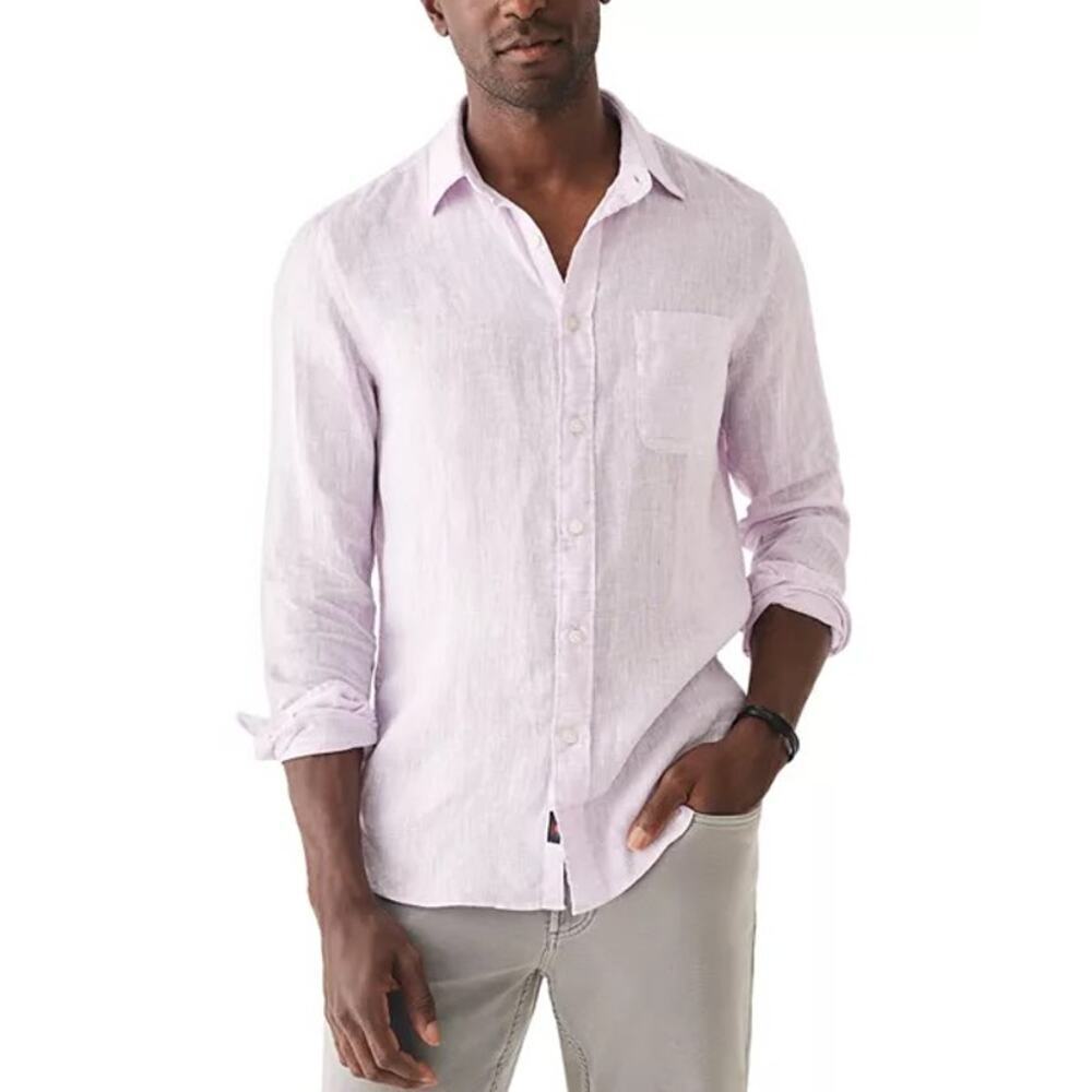 FAHERTY Laguna Lavender Mélange Linen Sport Men’s Button Up Shirt Size XL